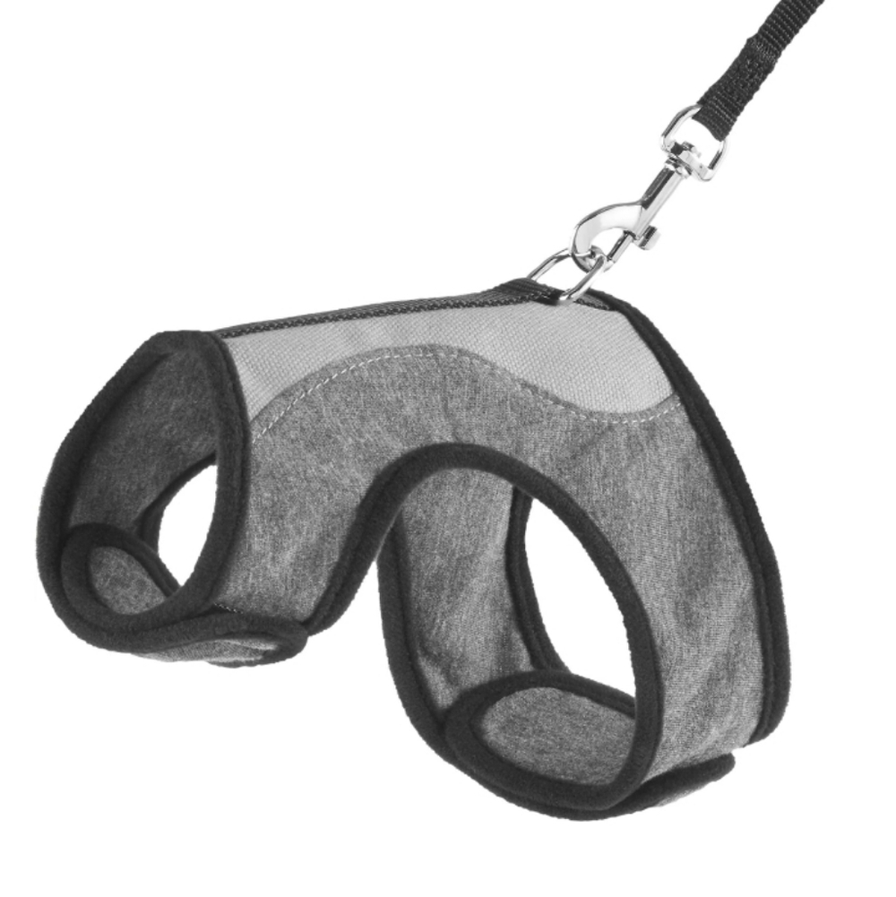 Grey Cat Harness (Velcro) W/ 6 Ft Leash *NWT* (Small Cat Or Kitten) (Girth 9-14)